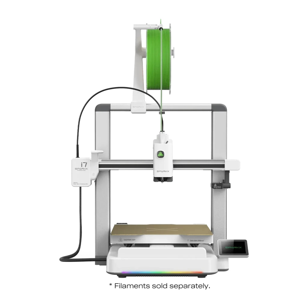Imprimante 3D Creality SPARKX i7 CFS Lite FDM 4 couleurs, bobine verte sur support, cadre métal rigide, plateau doré, écran tactile, éclairage RGB - Ítem3