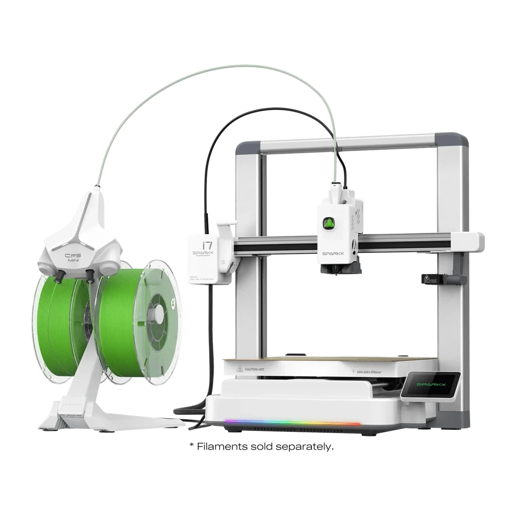Imprimante 3D Creality SPARKX i7 CFS Lite FDM 4 couleurs, bobine verte sur support, cadre métal rigide, plateau doré, écran tactile, éclairage RGB - Ítem2