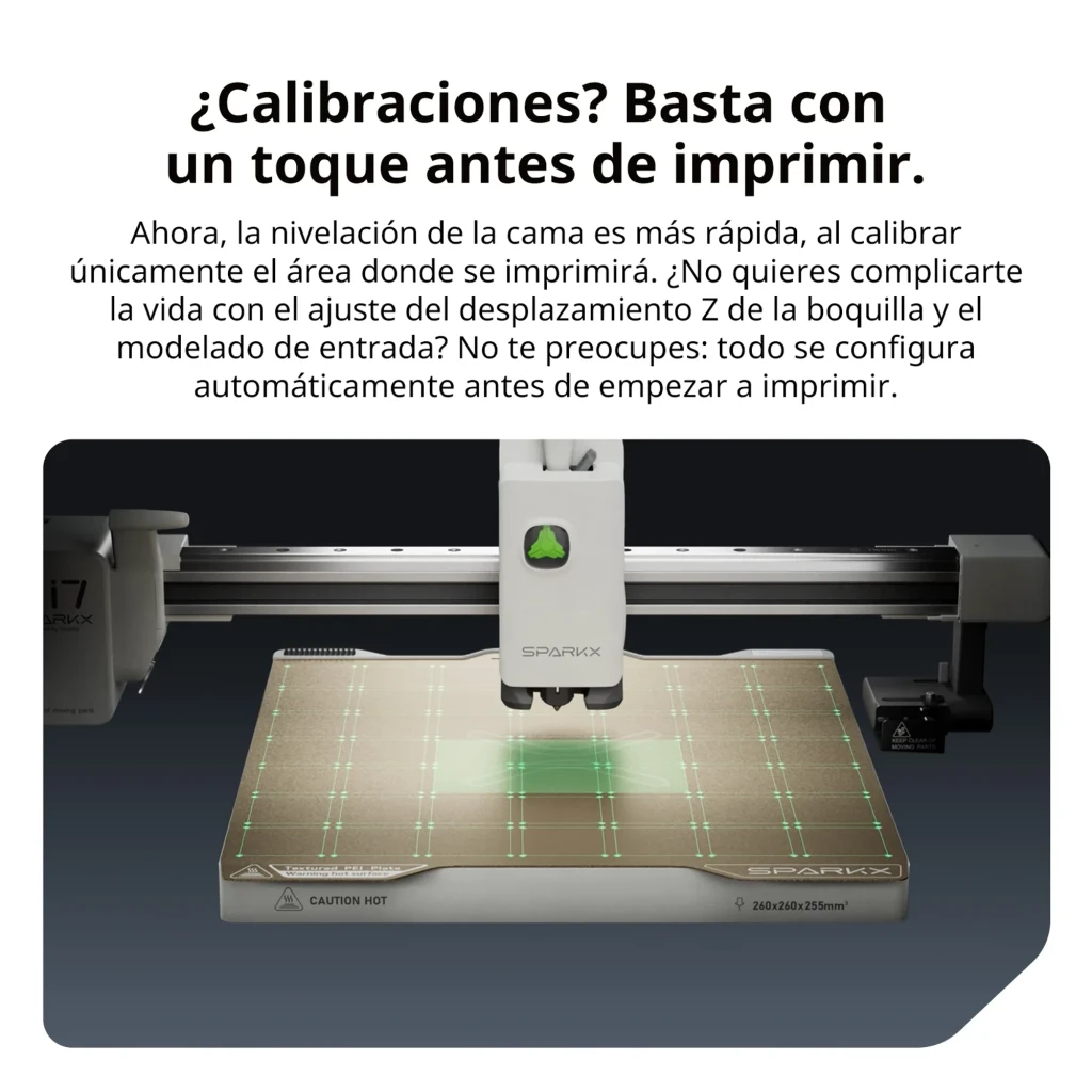 Imprimante 3D Creality SPARKX i7 CFS Lite FDM 4 couleurs, bobine verte sur support, cadre métal rigide, plateau doré, écran tactile, éclairage RGB - Ítem4