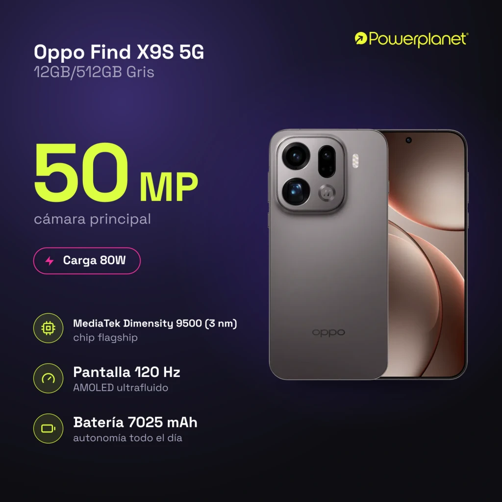Oppo Find X9S 5G cinzento com módulo de câmeras saliente, lente periscópica 3x, traseira fosca e tela AMOLED 6,59 polegadas com furo central e bordas finas - Item4