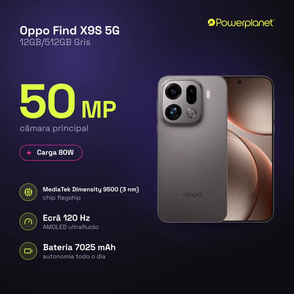 Oppo Find X9S 5G cinzento com módulo de câmeras saliente, lente periscópica 3x, traseira fosca e tela AMOLED 6,59 polegadas com furo central e bordas finas - Item3