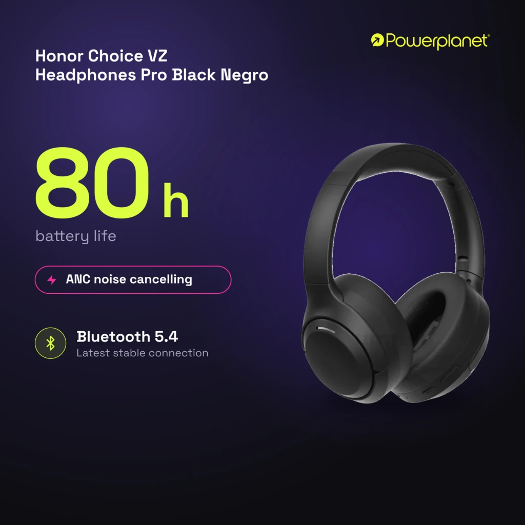 Casque Honor Choice VZ Headphones Pro ANC Adaptative Supra-Auriculaire noir, arceaux rembourrés, coussinets épais, commandes latérales discrètes - Ítem3