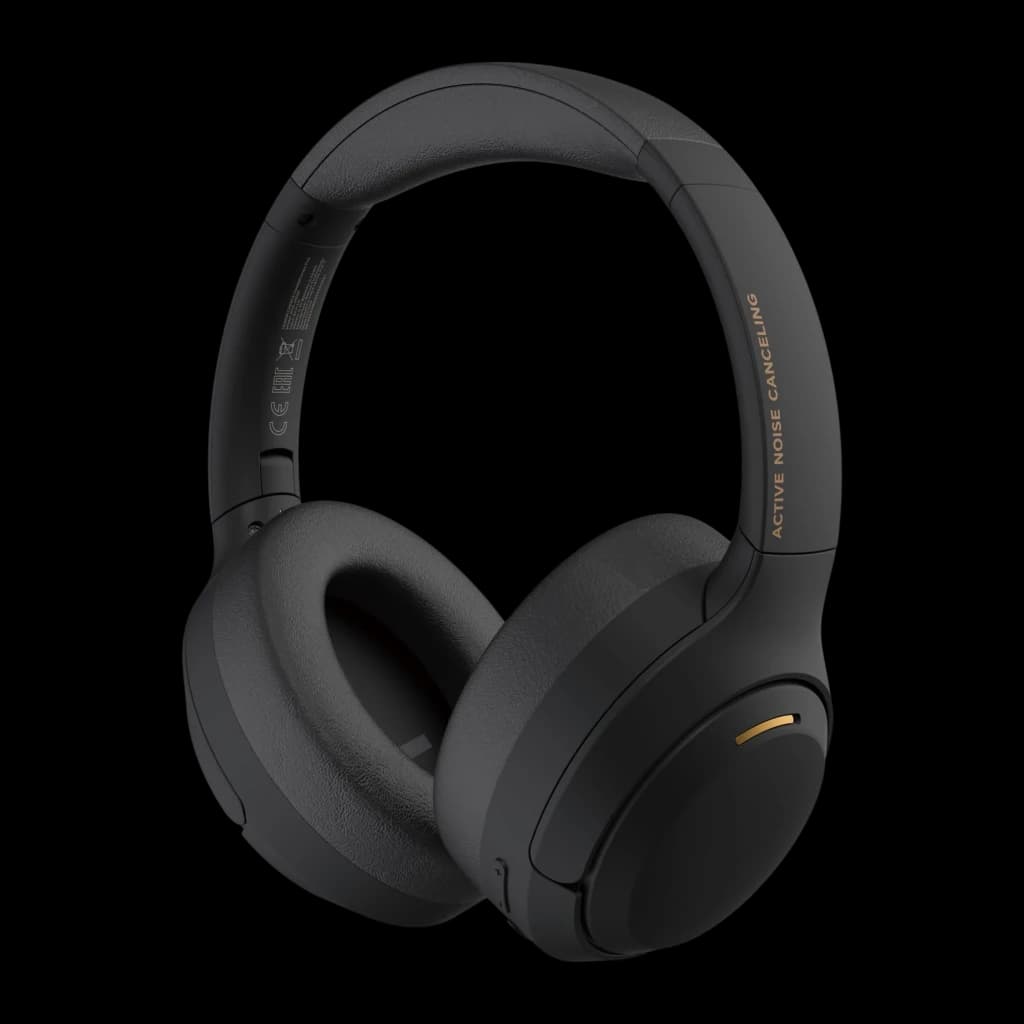 Auscultadores Honor Choice VZ Headphones Pro ANC Adaptativa em preto fosco, design over-ear com almofadas espessas, arco acolchoado e detalhe dourado discreto