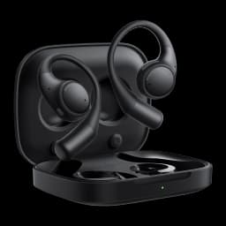 Auriculares Honor Earbuds Open Preto com design open-ear, estojo compacto magnético, hastes ergonômicas, microfones visíveis e LEDs frontais Bluetooth 5.2