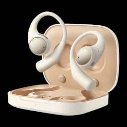Auriculares Honor Earbuds Open Cancelamento de Ruído Open-Ear Bluetooth 5.2 em bege com estojo compacto, gancho ergonômico e drivers circulares expostos