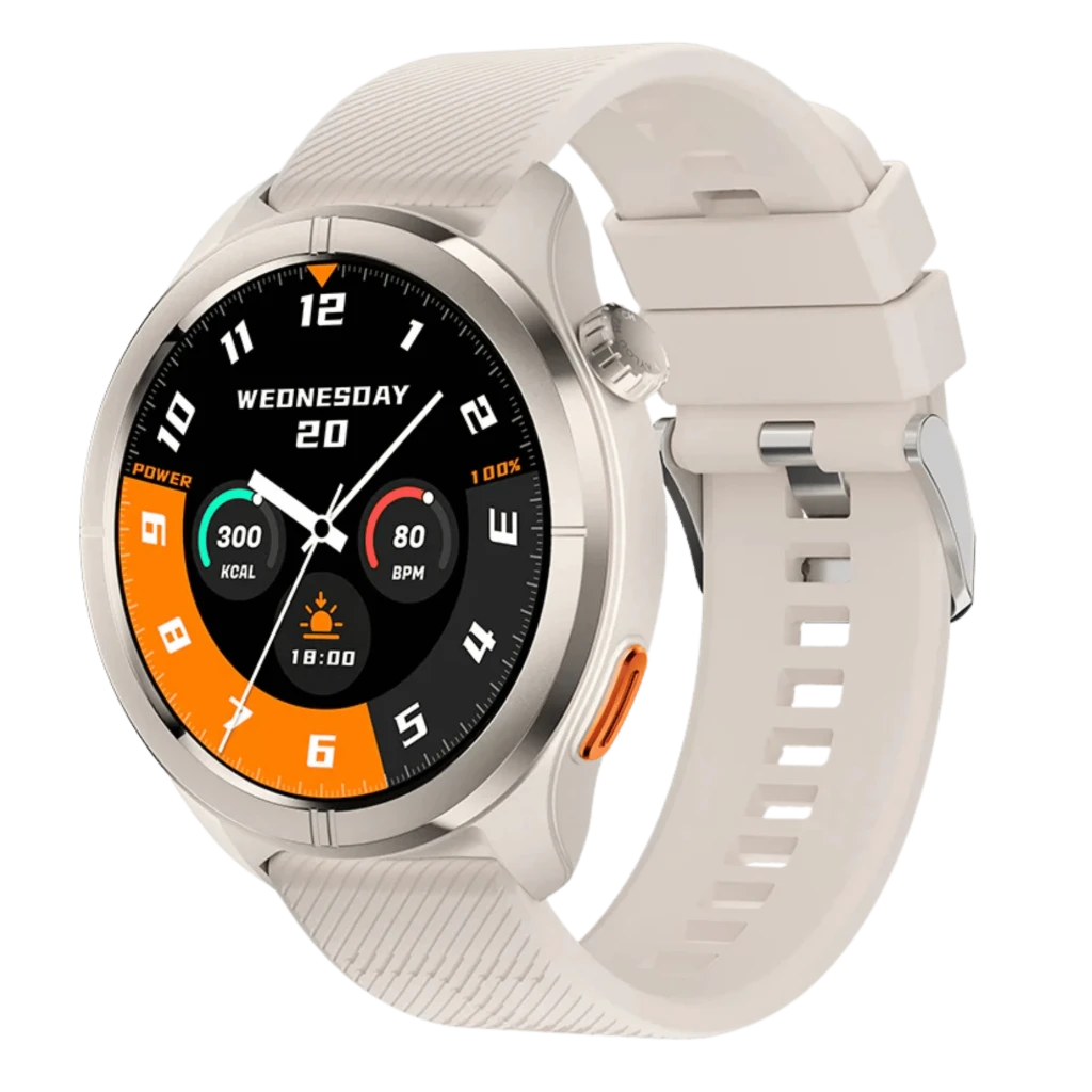 Montre connectée Haylou Solar Neo 2 Argenté avec boîtier métal, écran rond couleur, bouton latéral orange, bracelet tissu gris, affichage sport et - Ítem7