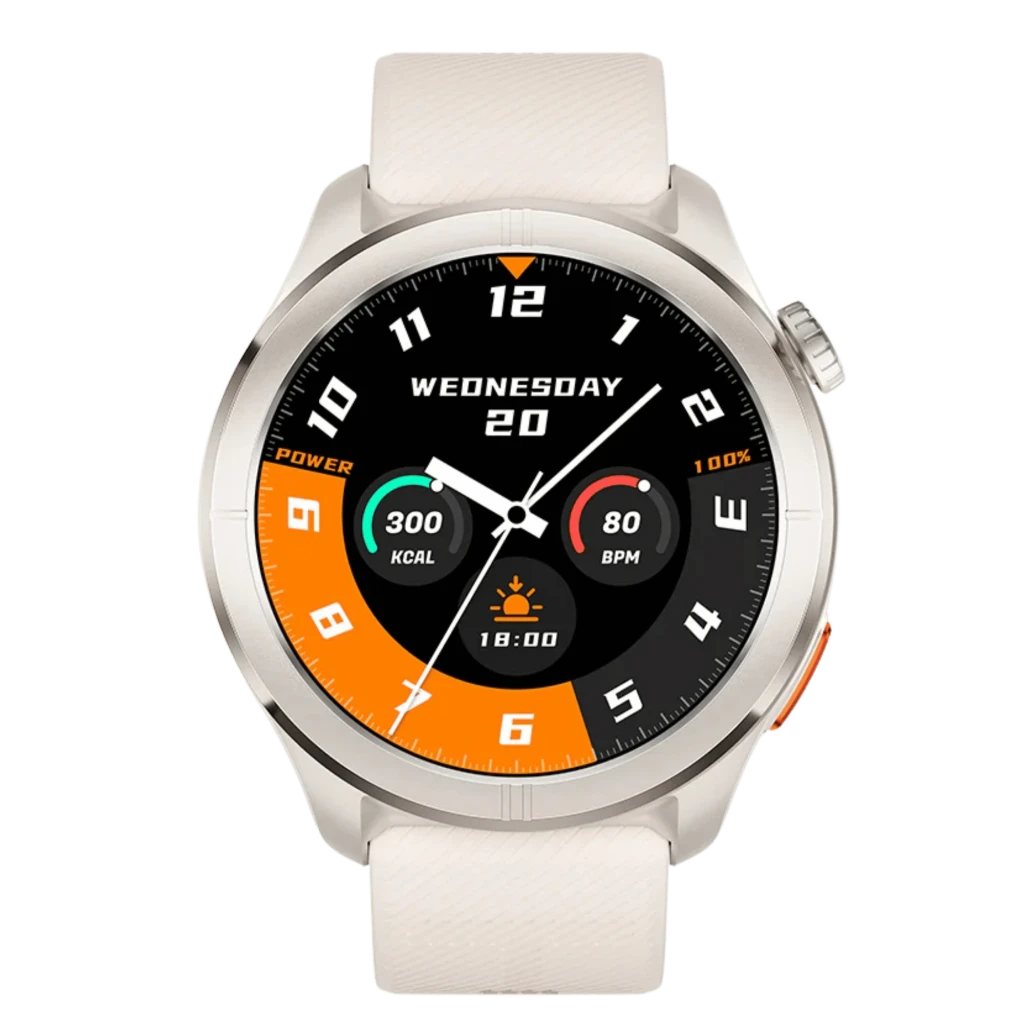 Montre connectée Haylou Solar Neo 2 Argenté avec boîtier métal, écran rond couleur, bouton latéral orange, bracelet tissu gris, affichage sport et - Ítem8