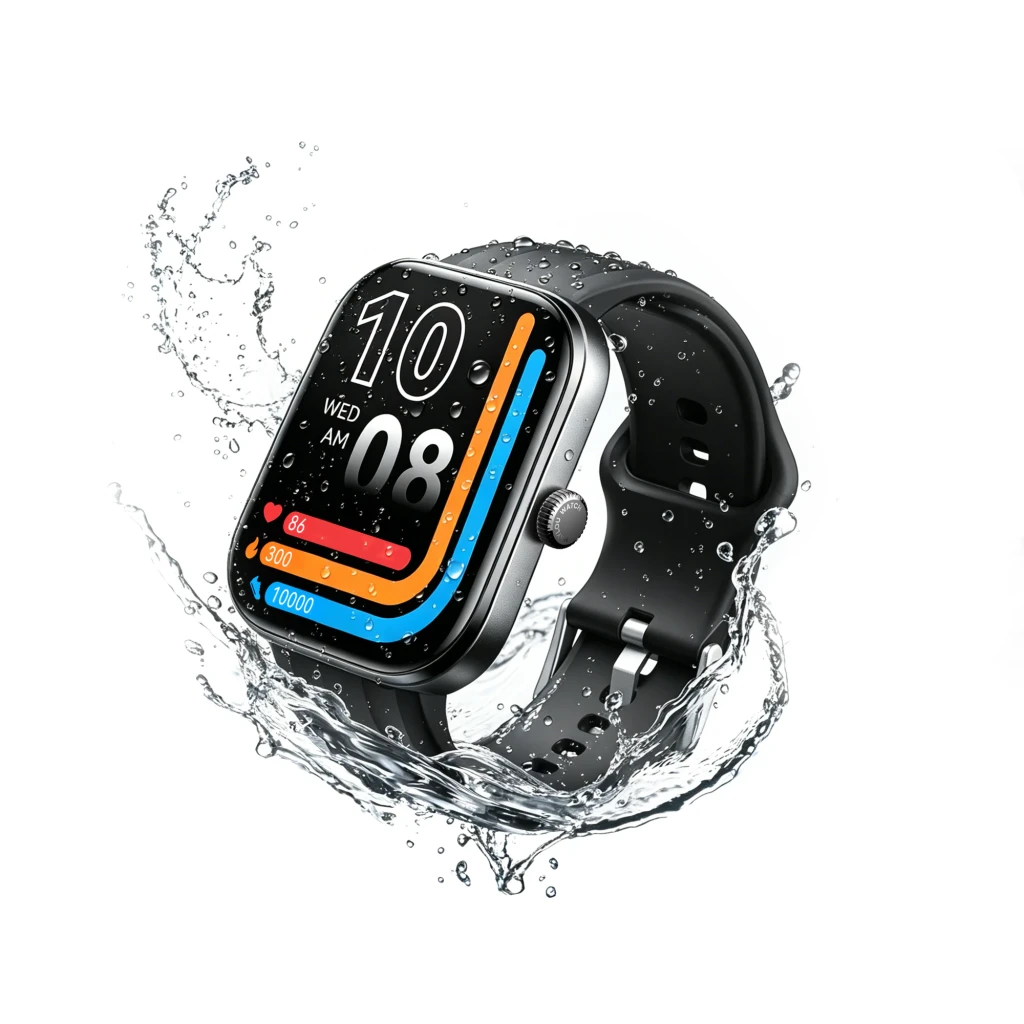 Montre Haylou Faro Noir avec écran rectangulaire noir et orange, boîtier métal argenté, couronne latérale, bracelet silicone noir, cadran sportif élégant - Ítem2