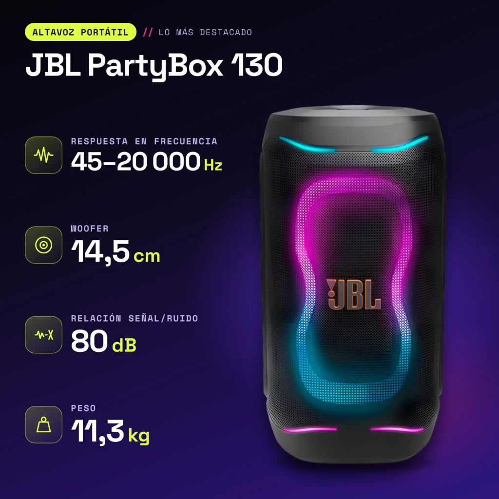 JBL Altavoz Partybox 130 Negro - características