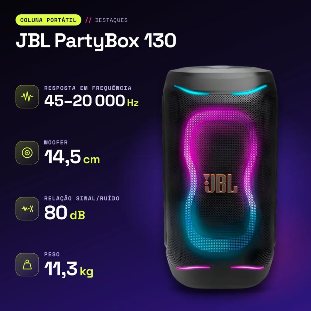 JBL Altavoz Partybox 130 Negro - características