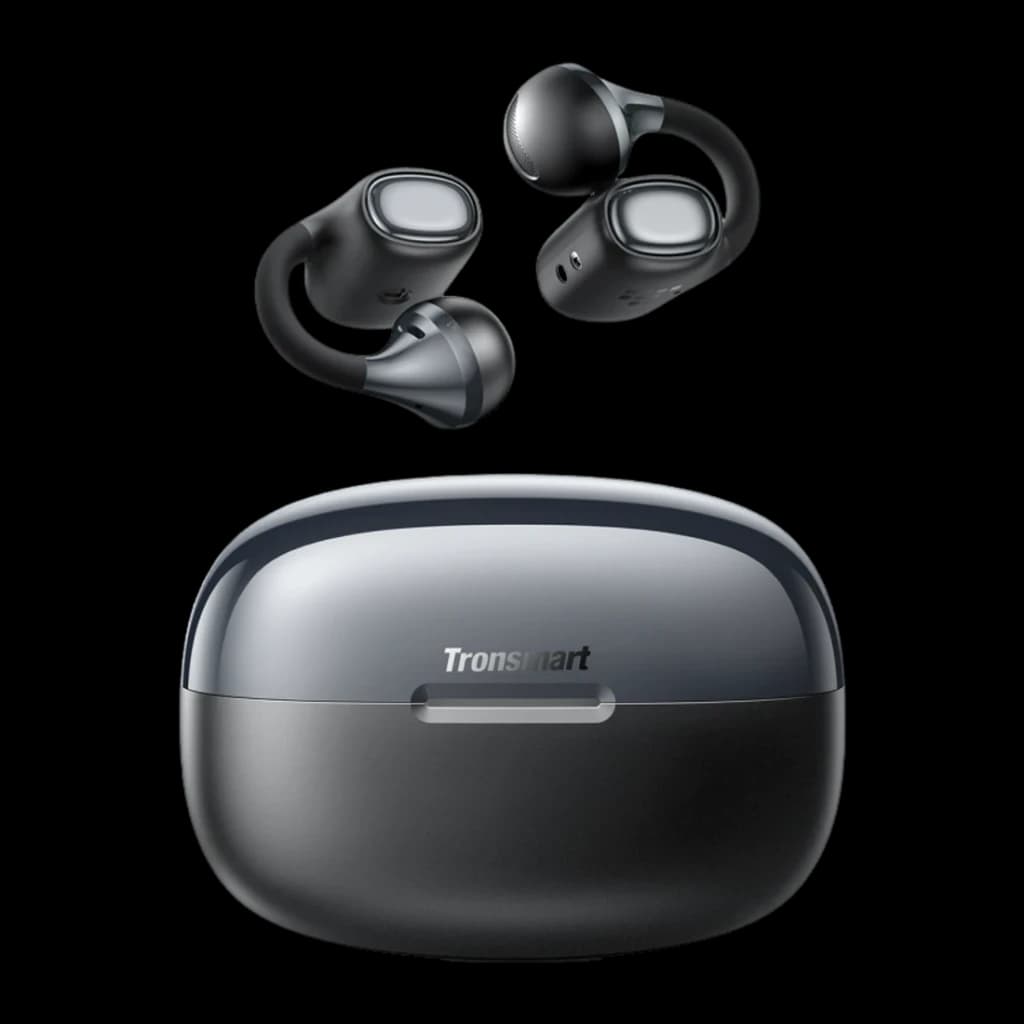 Auriculares Tronsmart OpenFly Clip 2 Bluetooth 6.0 32h (8h+estuche) Hi-Res LDAC Negro, vista frontal: auriculares con clip
