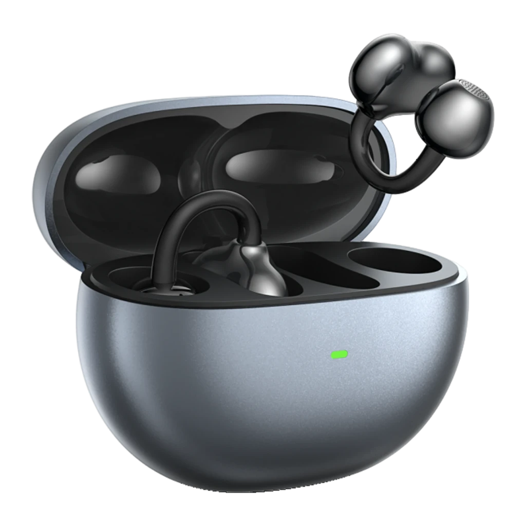 Auriculares Tronsmart OpenFly Clip S1010 open-ear clip-on negros con estuche de carga gris metálico, diseño de gancho ergonómico y luz LED indicadora - Ítem12