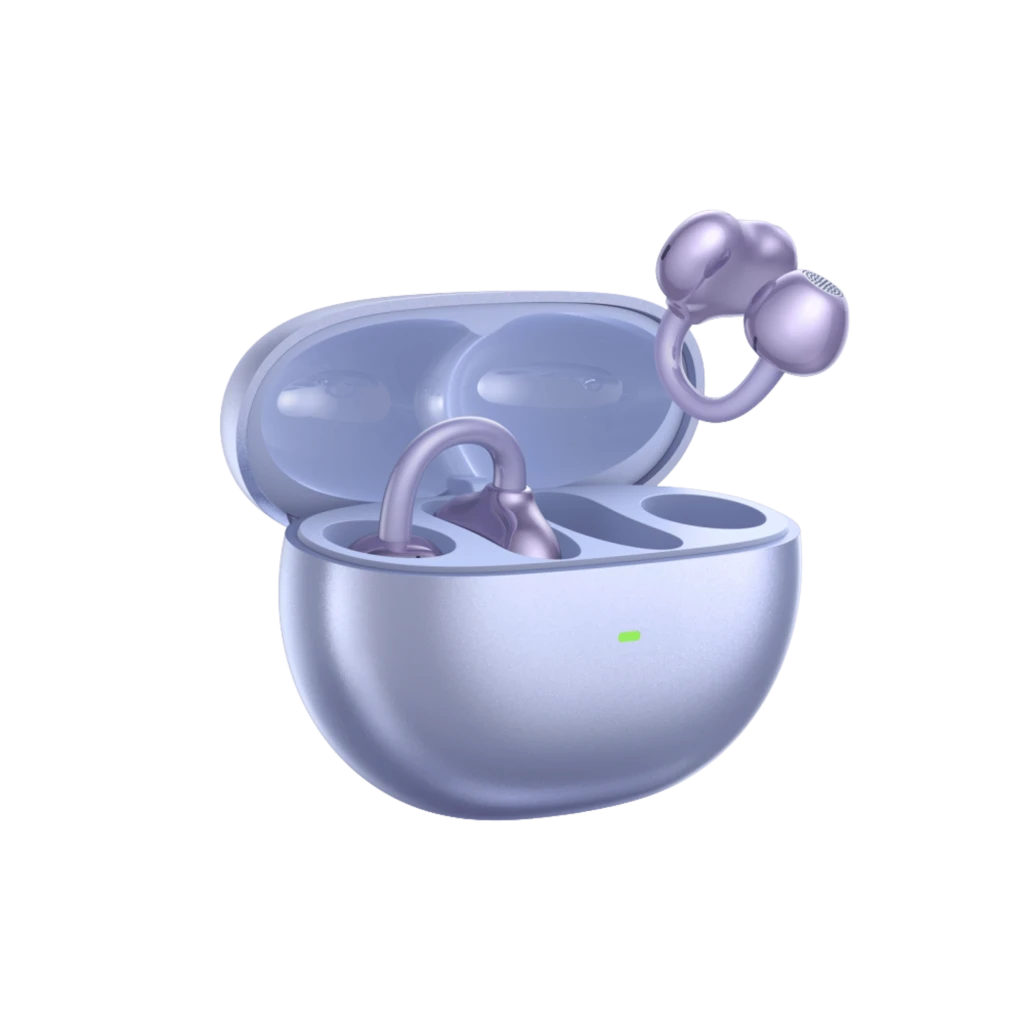 Auriculares Tronsmart OpenFly Clip S1010 Open-Ear Clip-On Violeta con estuche compacto violeta metálico, indicadores LED y diseño de clip curvo ergonómico - Ítem12