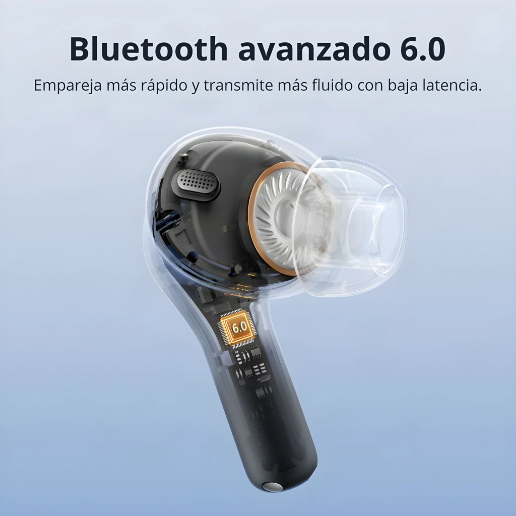 Auriculares Tronsmart Sounfii NC 2 Cancelación de Ruido TWS In-Ear 40h Negro, interior: vista transparente con chip