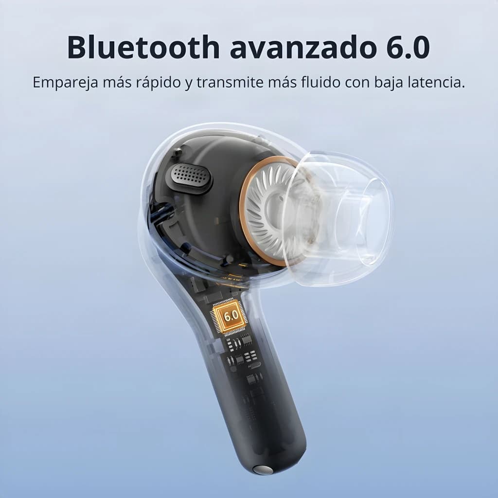 Auriculares Tronsmart Sounfii NC 2 Cancelación de Ruido TWS In-Ear 40h Negro, interior: vista transparente con chip