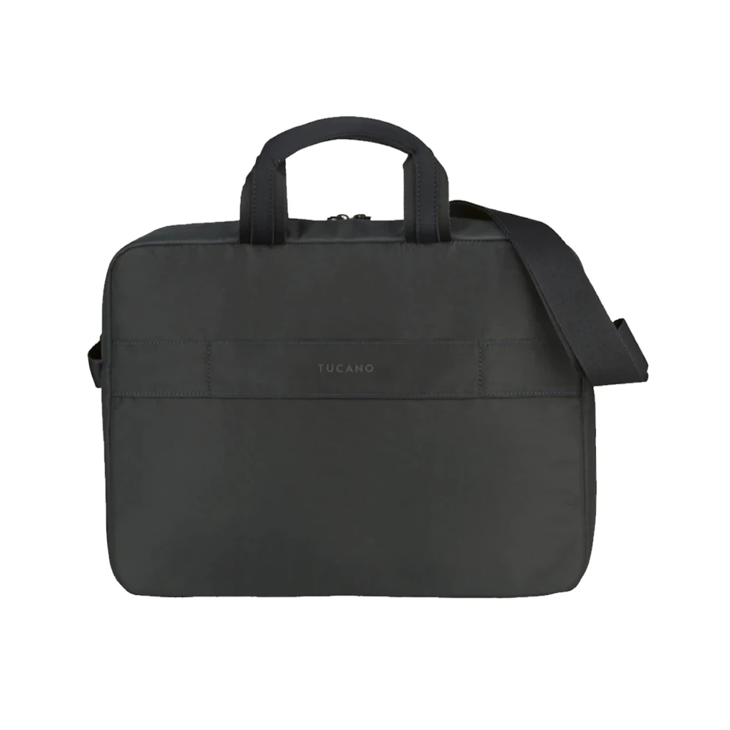 Tucano Global Notebooktasche 15.6-16 negro, vista frontal: asa doble, bandolera lateral y logo eco en tejido liso - Ítem1