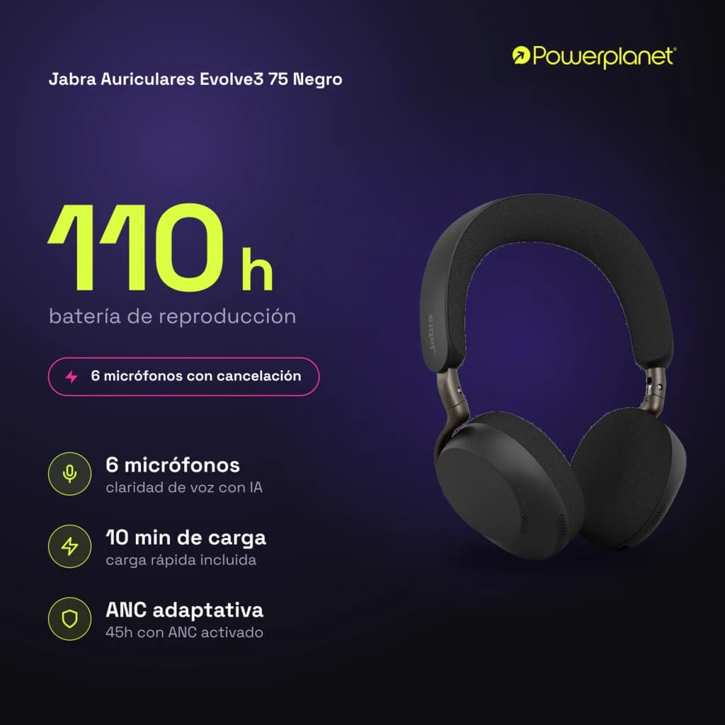 Jabra Auriculares Evolve3 75 noir - caractéristiques