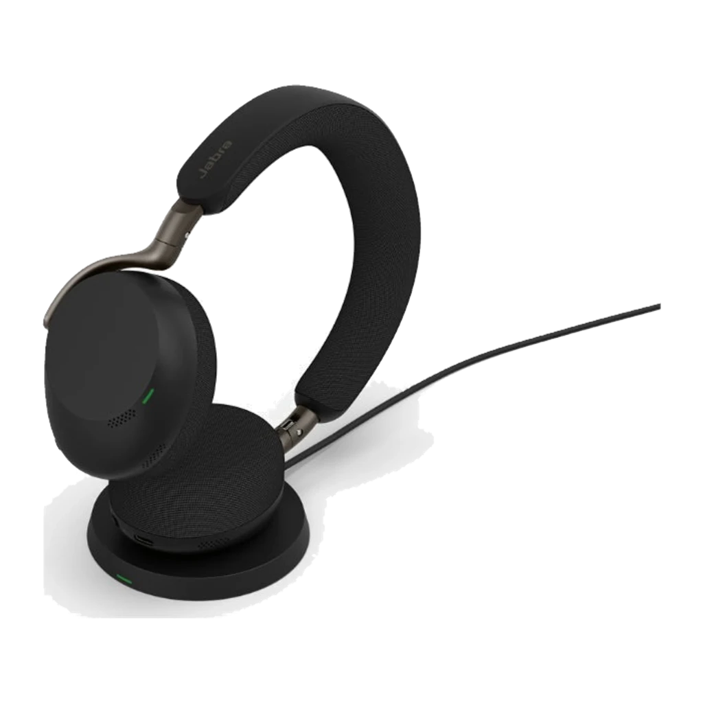 Jabra Evolve3 75 negro, vista frontal: auriculares over-ear con diadema acolchada y almohadillas circulares - Ítem3