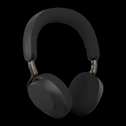 Jabra Evolve3 75 noir, vue de face: casque over-ear avec serre-tête rembourré et coussinets circulaires