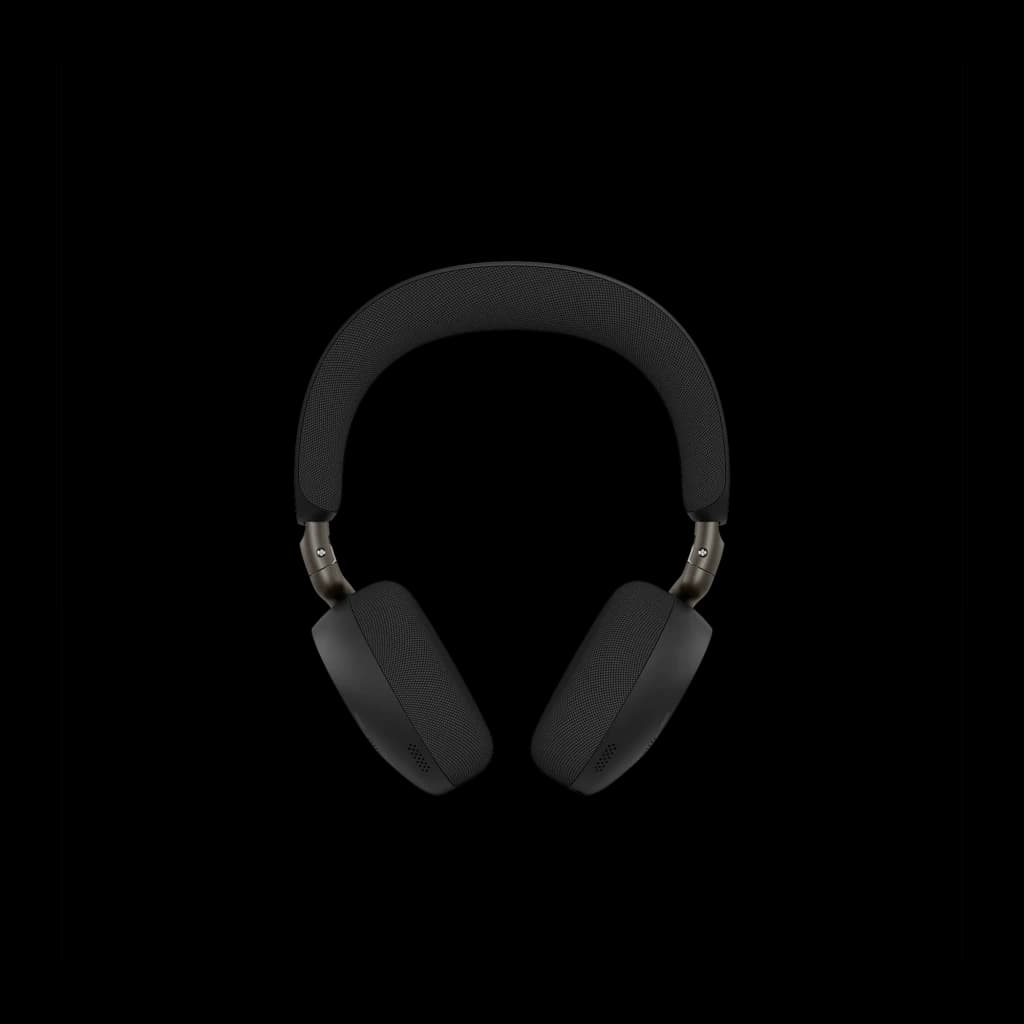 Jabra Evolve3 75 noir, vue de dessus: serre-tête rembourré et deux coussinets visibles d'en haut