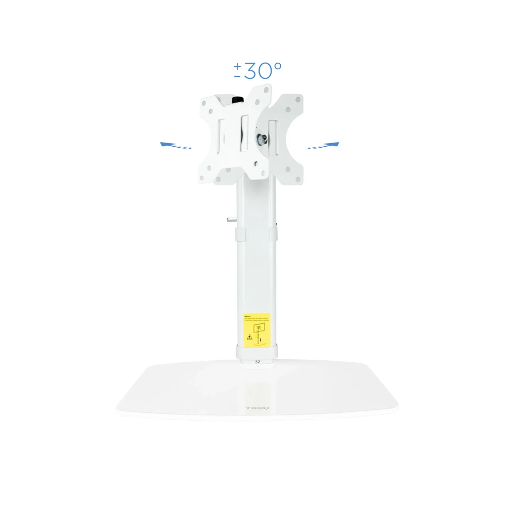 TooQ DB1127TN-B Bras Moniteur 17-27 pouces Blanc, vue latérale: colonne verticale, support VESA et base arrondie sur fond - Ítem2