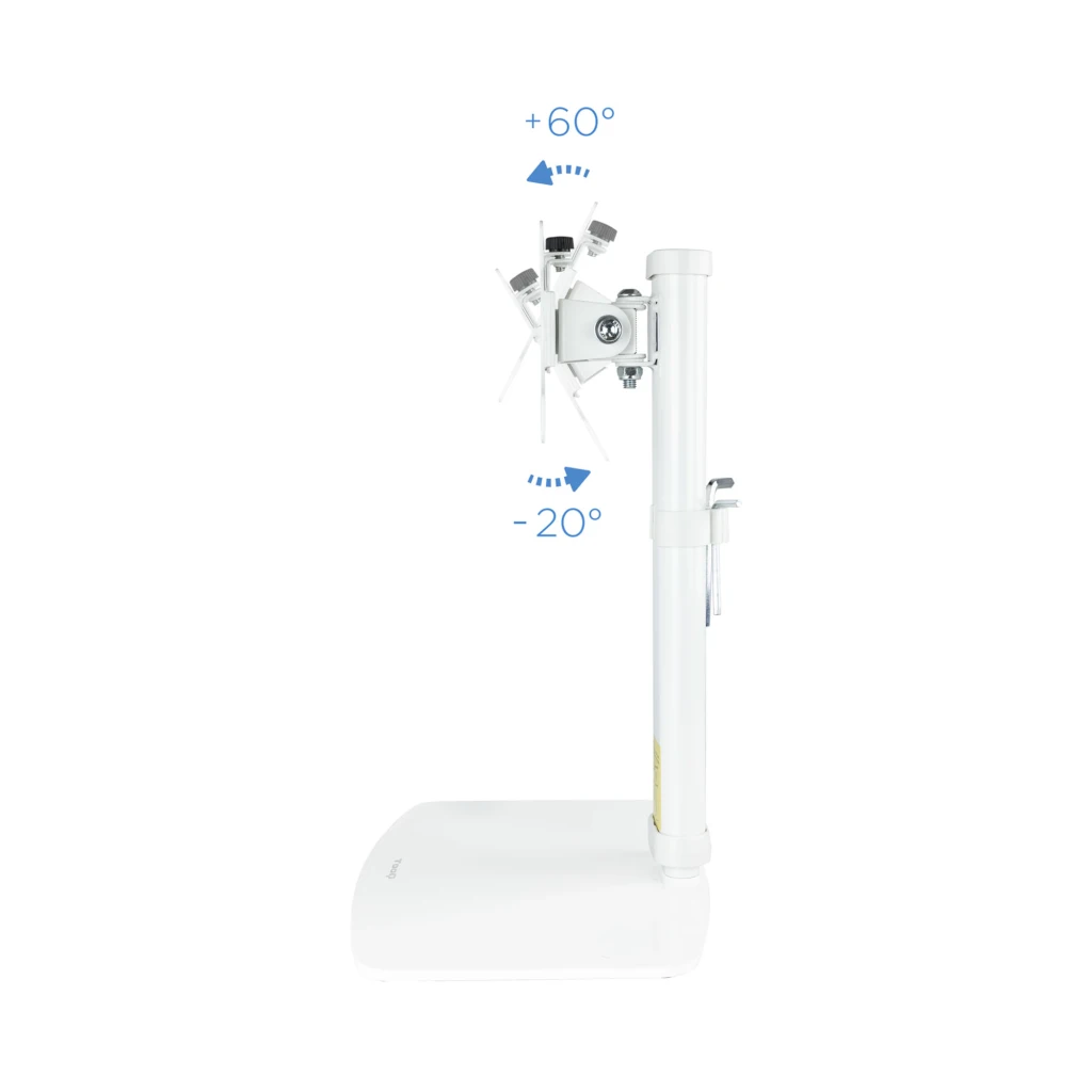 TooQ DB1127TN-B Bras Moniteur 17-27 pouces Blanc, vue latérale: colonne verticale, support VESA et base arrondie sur fond - Ítem3
