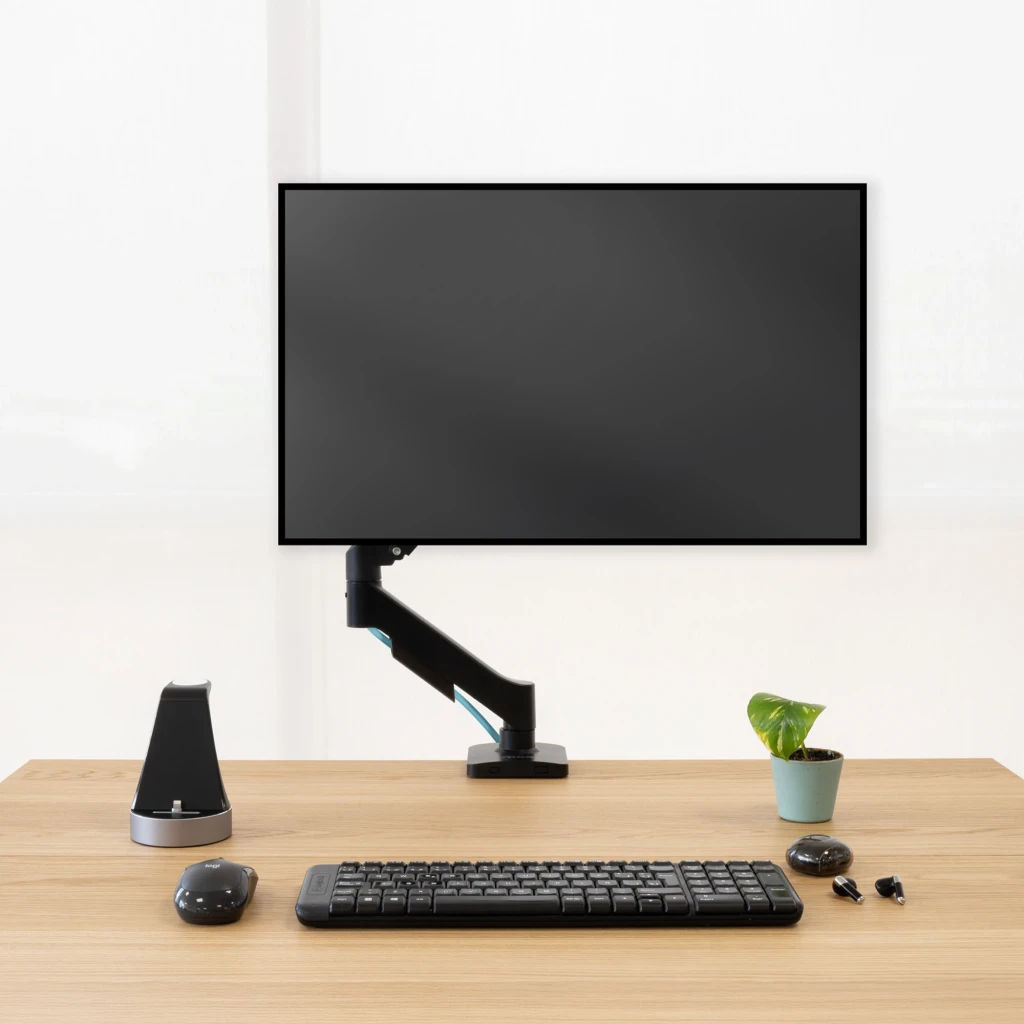TooQ Support moniteur DB1733TNR-B 17-32 pouces noir, vue latérale: bras articulé avec pince de bureau et platine VESA - Ítem2