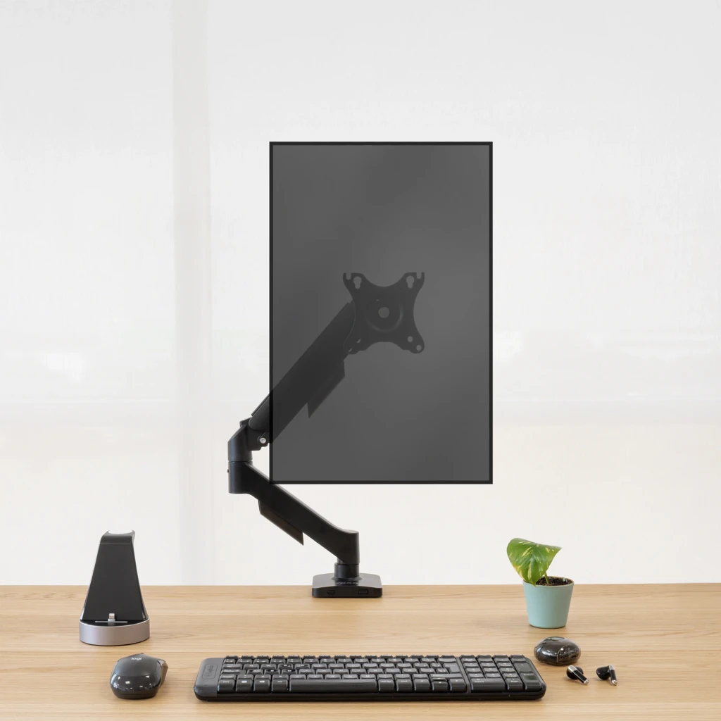 TooQ Support moniteur DB1733TNR-B 17-32 pouces noir, vue latérale: bras articulé avec pince de bureau et platine VESA - Ítem3