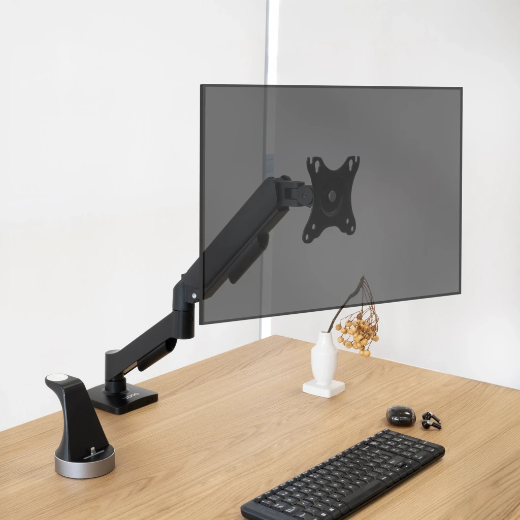 TooQ Support moniteur DB1733TNR-B 17-32 pouces noir, vue latérale: bras articulé avec pince de bureau et platine VESA - Ítem4