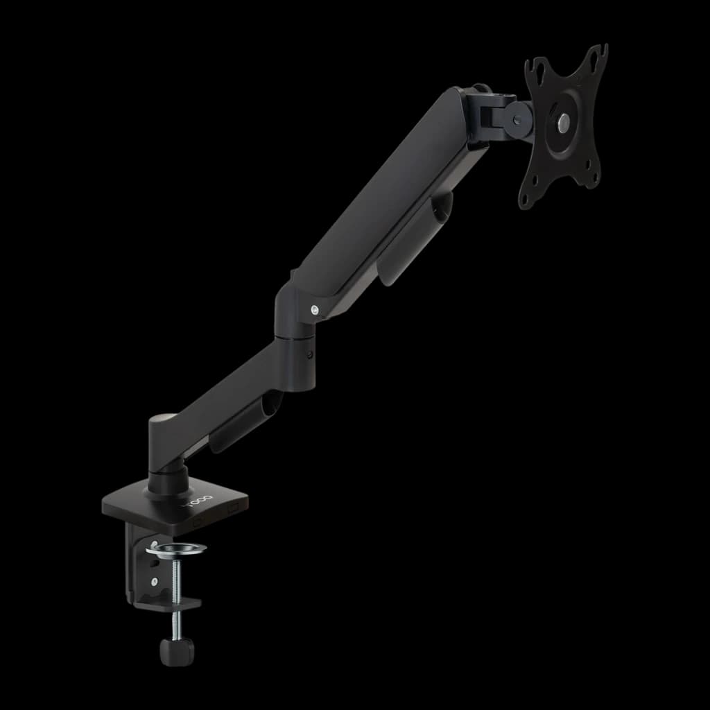 TooQ Support moniteur DB1733TNR-B 17-32 pouces noir, vue latérale: bras articulé avec pince de bureau et platine VESA