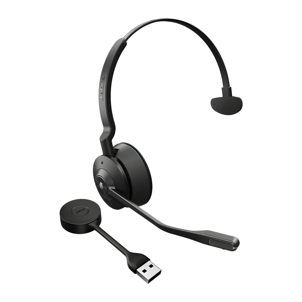 Jabra Evolve 65 TE Mono negro, vista lateral: auricular monoaural con micrófono boom y cable USB-A a USB-C - Ítem2