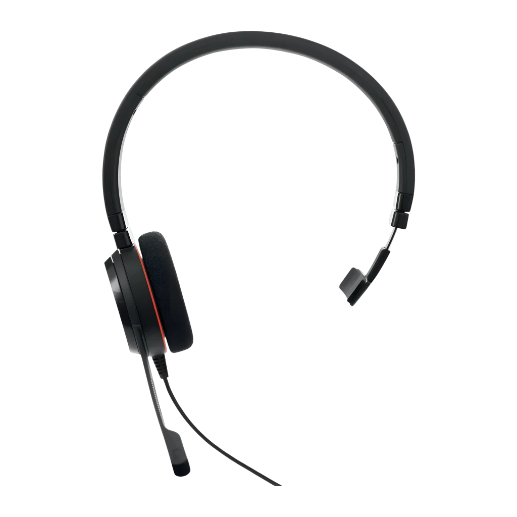 Jabra Evolve 65 TE Mono negro, vista lateral: auricular monoaural con micrófono boom y cable USB-A a USB-C - Ítem3