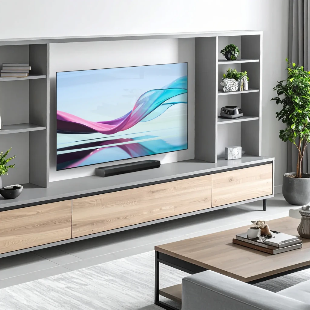 LG Barra de som S20A 2.0 Preto, vista diagonal frontal: painel superior com botões e grade de tecido preto - Item4