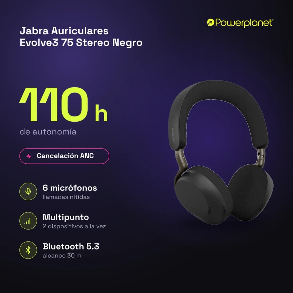 Jabra Auriculares Evolve3 75 Stereo Negro - características