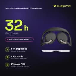 Jabra Auriculares Evolve2 65 Flex UC Stereo noir - caractéristiques