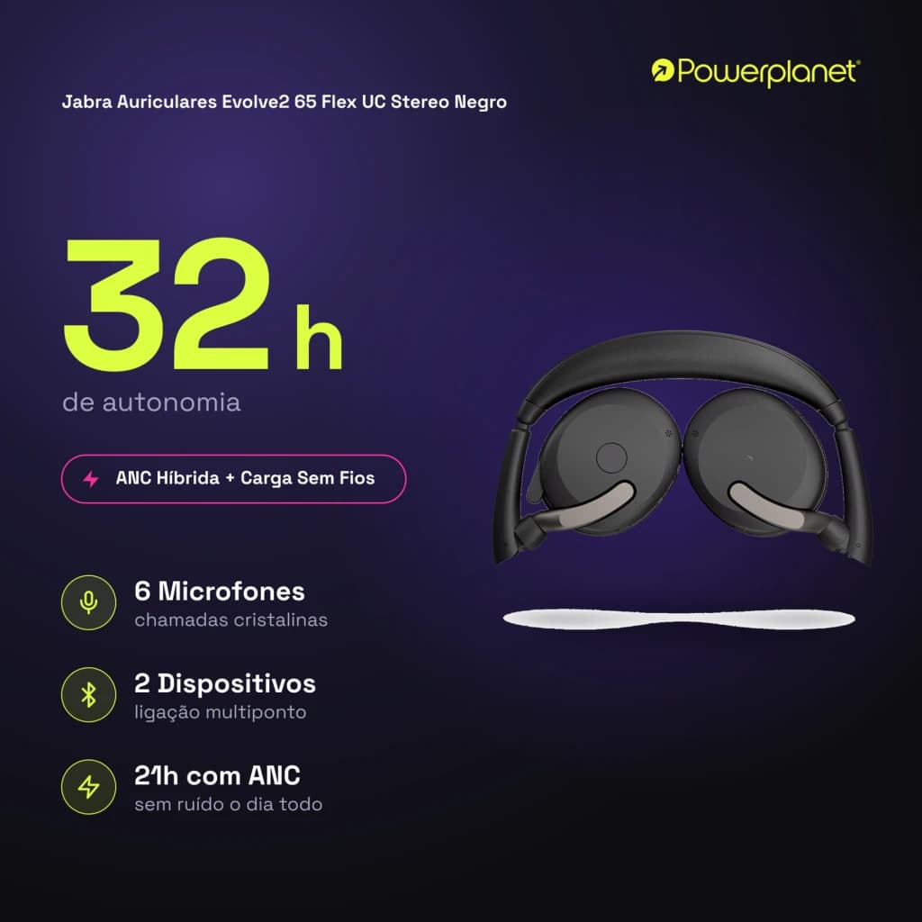 Jabra Auriculares Evolve2 65 Flex UC Stereo noir - caractéristiques