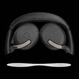 Jabra Evolve2 65 Flex UC Stereo noir, vue de dessus: casque avec serre-tête et coussinets beige