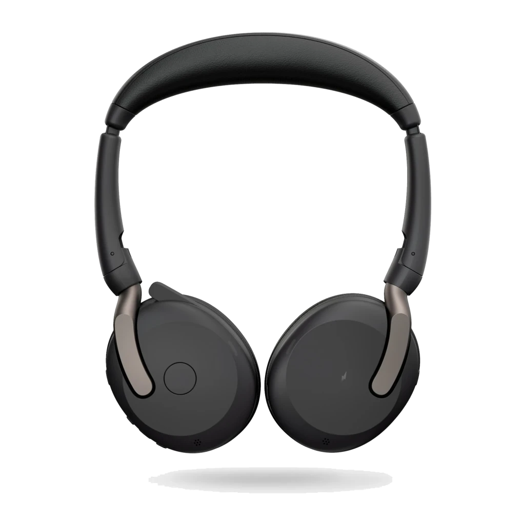 Jabra Evolve2 65 Flex UC Stereo negro, vista superior: auriculares con diadema y almohadillas beige - Ítem1