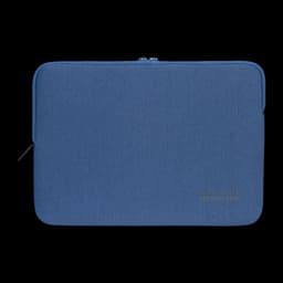 Tucano Melange Second Skin 15.6 pouces bleu, vue de face: texture melange bleue, logo Second Skin et fermeture éclair