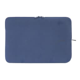 Tucano Melange Second Skin 15.6 pouces Bleu, vue de face: surface texturée, fermeture éclair argentée et logo discret