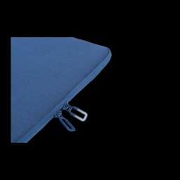 Tucano Melange Second Skin 15.6 pouces bleu, détail: coin supérieur avec double tirette bleue et tissu melange en gros plan