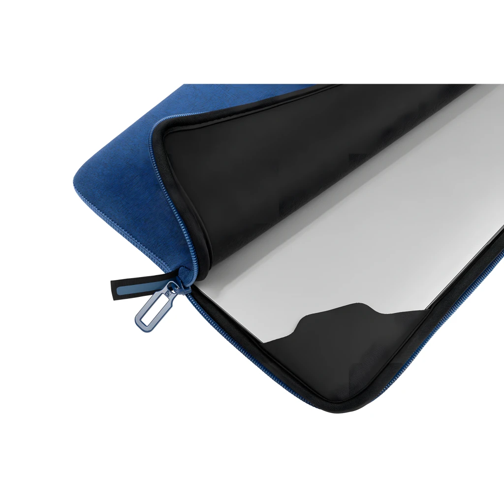 Tucano Melange Second Skin 15.6 pulgadas azul, vista frontal: textura melange azul, logo Second Skin y cremallera superior - Ítem5