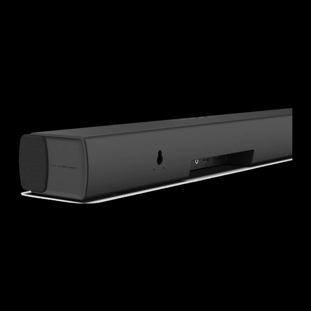 Hisense Barre de son AX5100Q 5.1 580W noir, vue arrière en angle: orifice de fixation, port USB et haut-parleur latéral