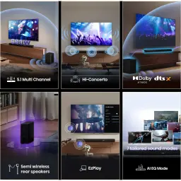 Hisense Barre de son AX5100Q 5.1 580W Noir, fonctions: 5.1 canaux, Hi-Concerto, Dolby Atmos DTS:X, enceintes arrière