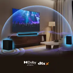 Hisense Barre de son AX5100Q 5.1 580W Noir, ambiance: système 5.1 en salon avec caisson, satellites et ondes sonores Dolby
