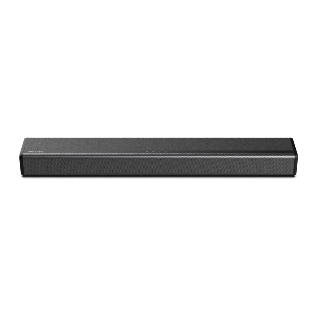 Hisense Barre de son AX5140Q Noir, vue ensemble: barre frontale logo ATMOS, caisson de basses et deux enceintes arrière - Ítem1