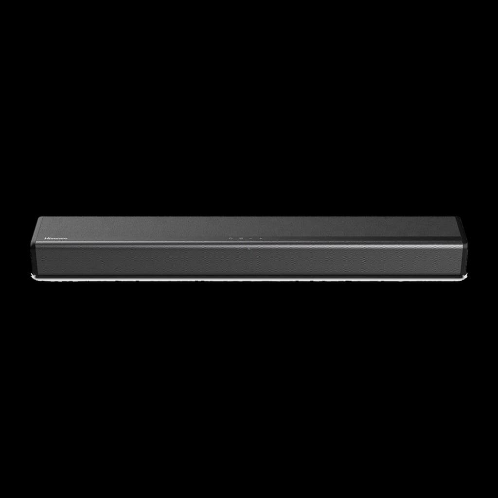 Hisense Barre de son AX5140Q noir, vue de face: barre allongée avec grille en tissu et boutons supérieurs