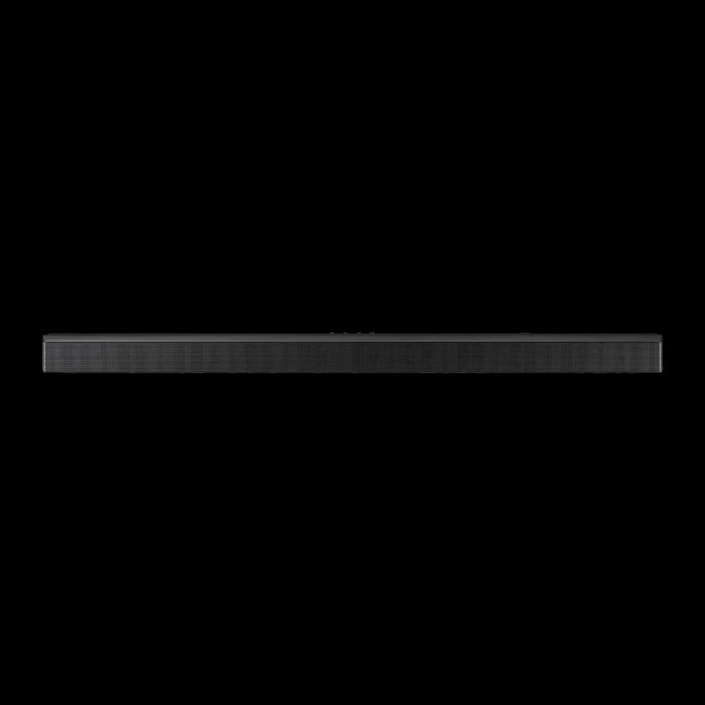 Samsung Barre de son HW-B750F 5.1 400W noir, vue de face: grille textile noire sur toute la longueur de la barre
