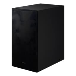 Samsung Barre de son HW-B750F 5.1 400W noir, vue latérale du caisson de basses: boîtier noir avec grille frontale et