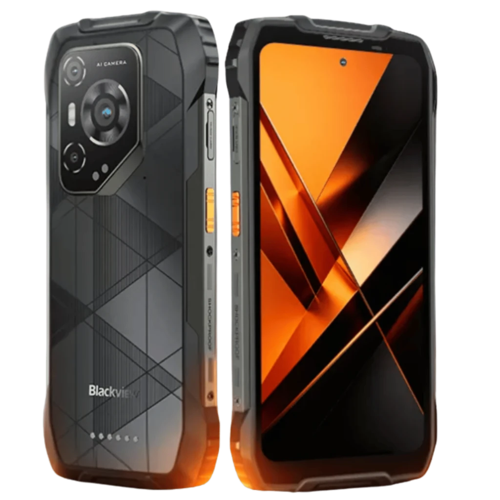Blackview BL7000 Pro 5G naranja con marco reforzado, pantalla FHD+ 120Hz, cuerpo rugerizado con esquinas protegidas, módulo de cámaras triple y diseño - Ítem1